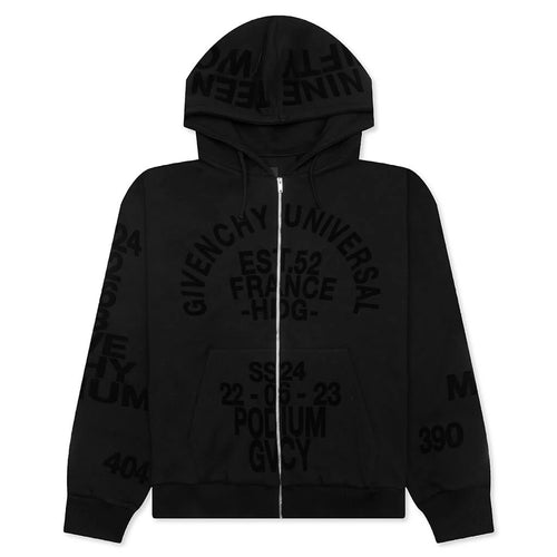 Boxy Fit Hoodie With Zip And Pocket Base Black