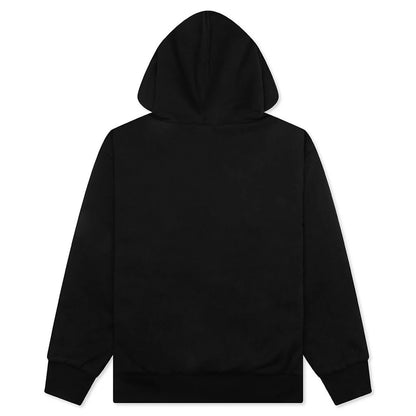 College Puffy Relaxed Fit Pullover Hoodie Black