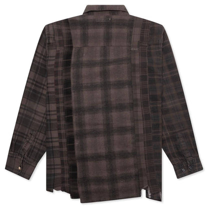 Flannel Shirt 7 Cuts Shirt Over Dye Brown