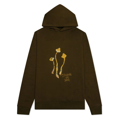 Mushroom Long Sleeved Hooded Sweatshirt Military Olive