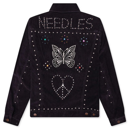 14W Corduroy Studded Jean Jacket Black