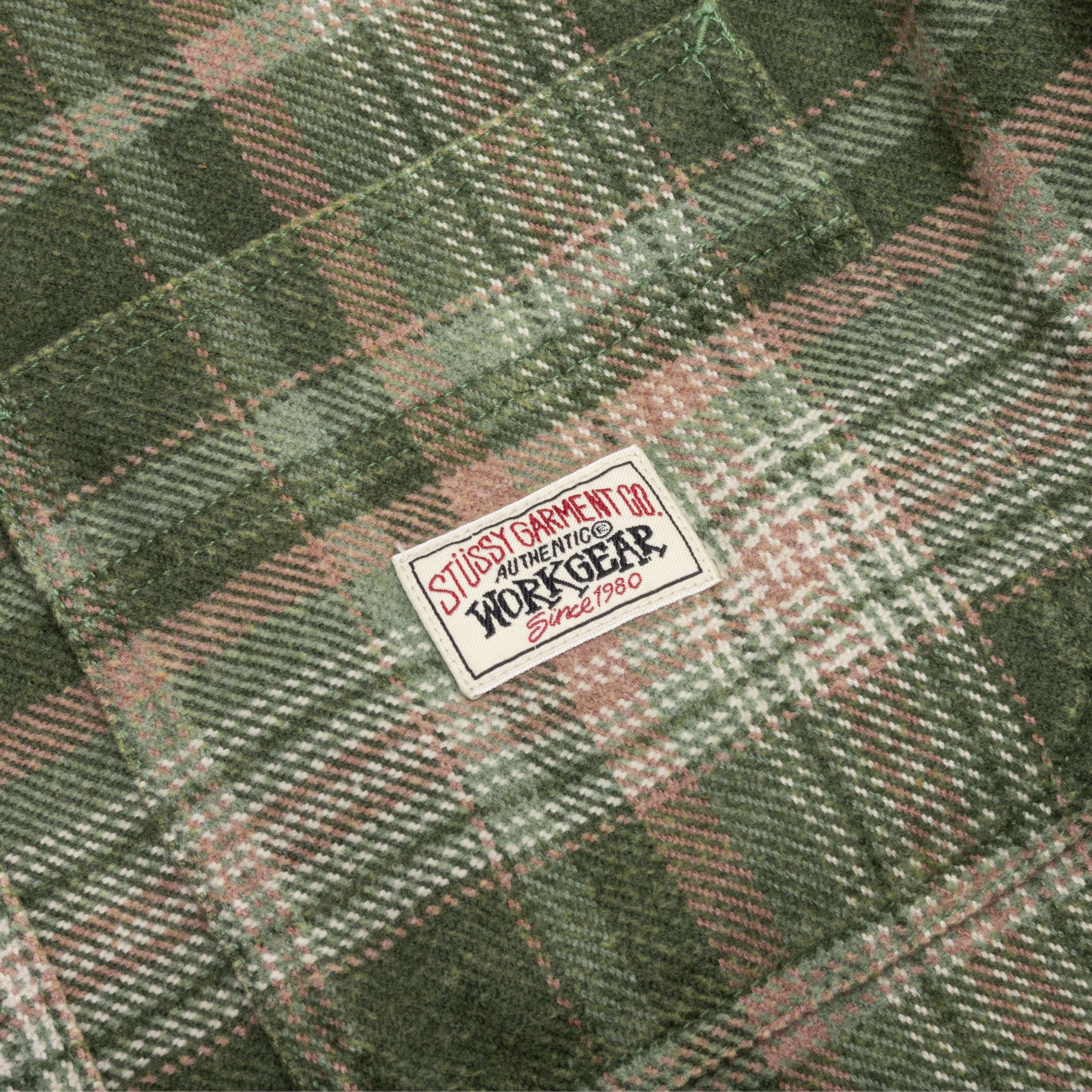 Heavy Washed Plaid Shirt Green