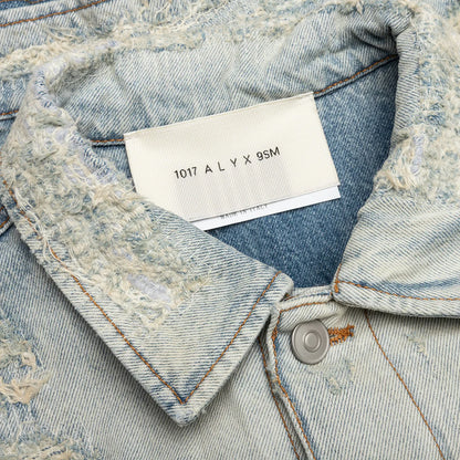 Destroyed Denim Jacket Tan Denim Blue
