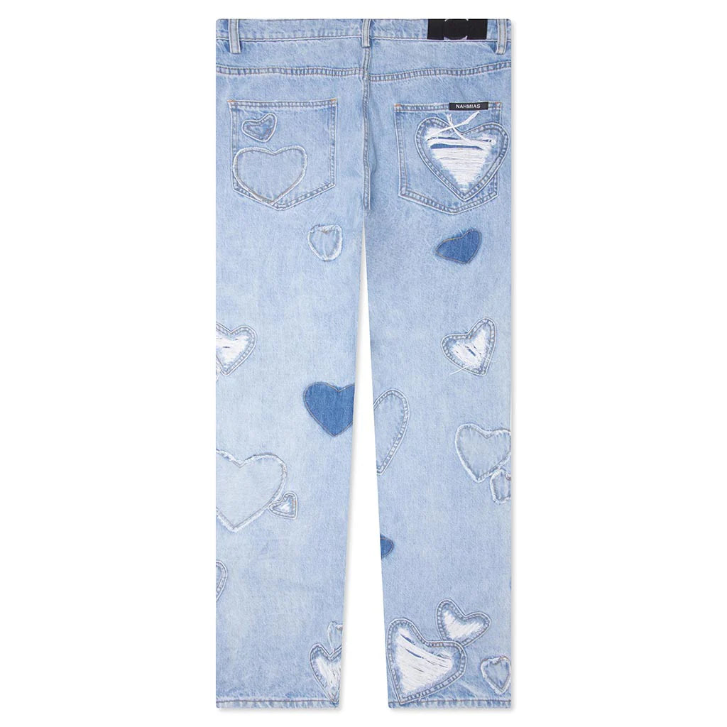 Heart Patchwork Jeans Light Wash