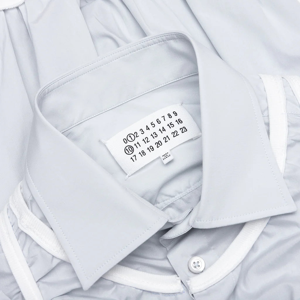 Loose Fit Button Shirt with White Accents Light Blue