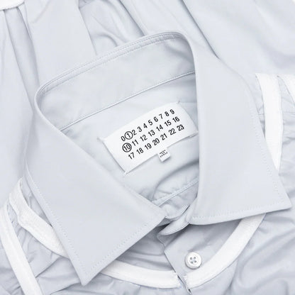Loose Fit Button Shirt with White Accents Light Blue