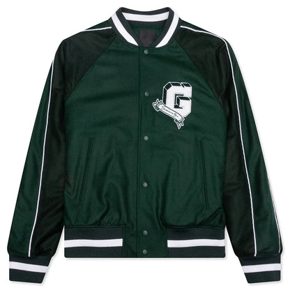 College Varsity Wool Jacket Dark Green