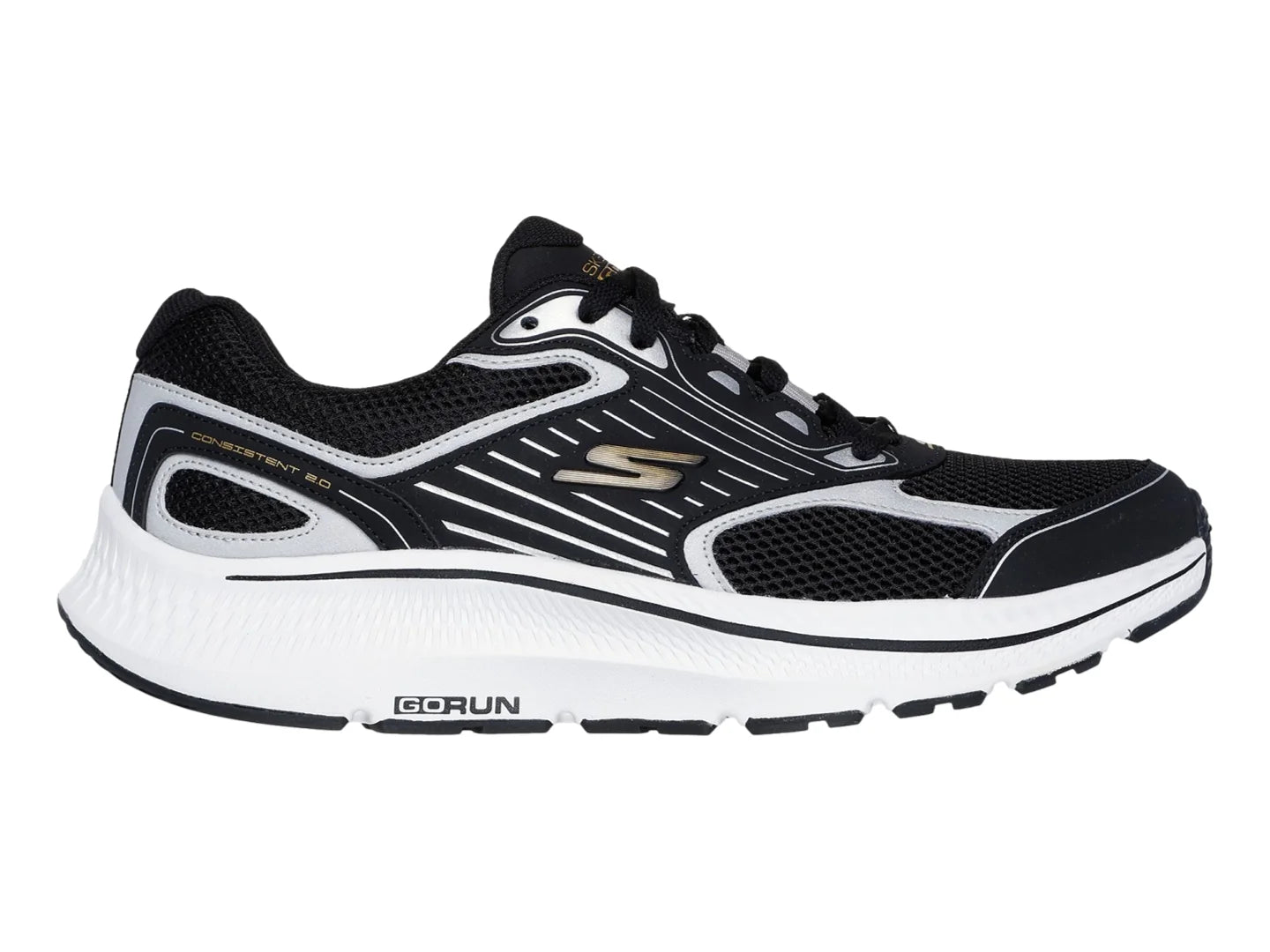 Tenis Skechers Run Consistent 20 Negro con Plata para Hombre
