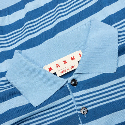 Mixed Striped Polo Shirt Azure