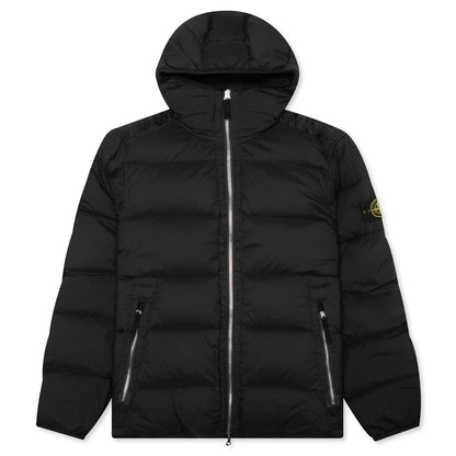 Real Feather Hooded Jacket Black