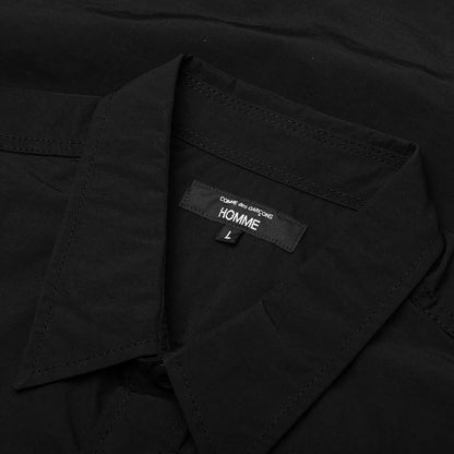Curved Hem Nylon Short Sleeve Shirt Black
