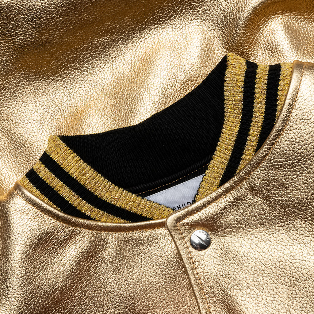 Metallic Leather Bomber Gold