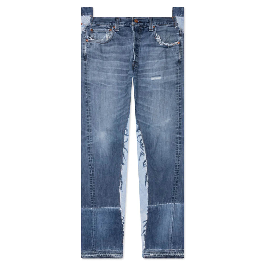 Reconstructed Denim Raw Pant Blue