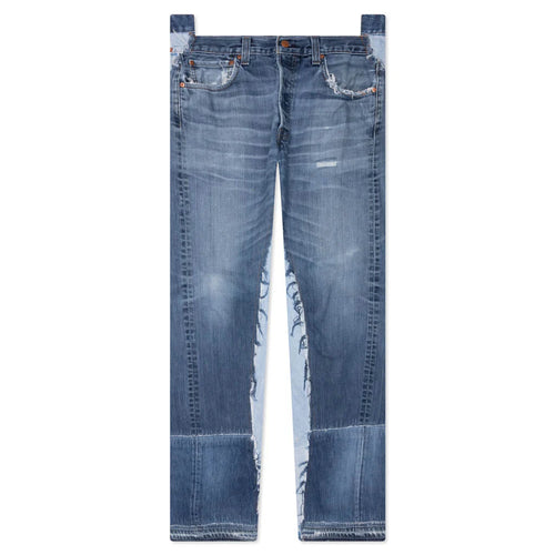 Reconstructed Denim Raw Pant Blue
