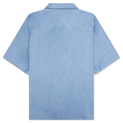 Blue Denim Short Sleeve Shirt with Trunakaroo Plaque Iris Blue