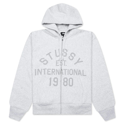 Established Printed Zip Hoodie Ash Heather