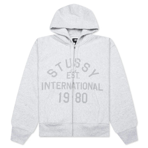 Established Printed Zip Hoodie Ash Heather