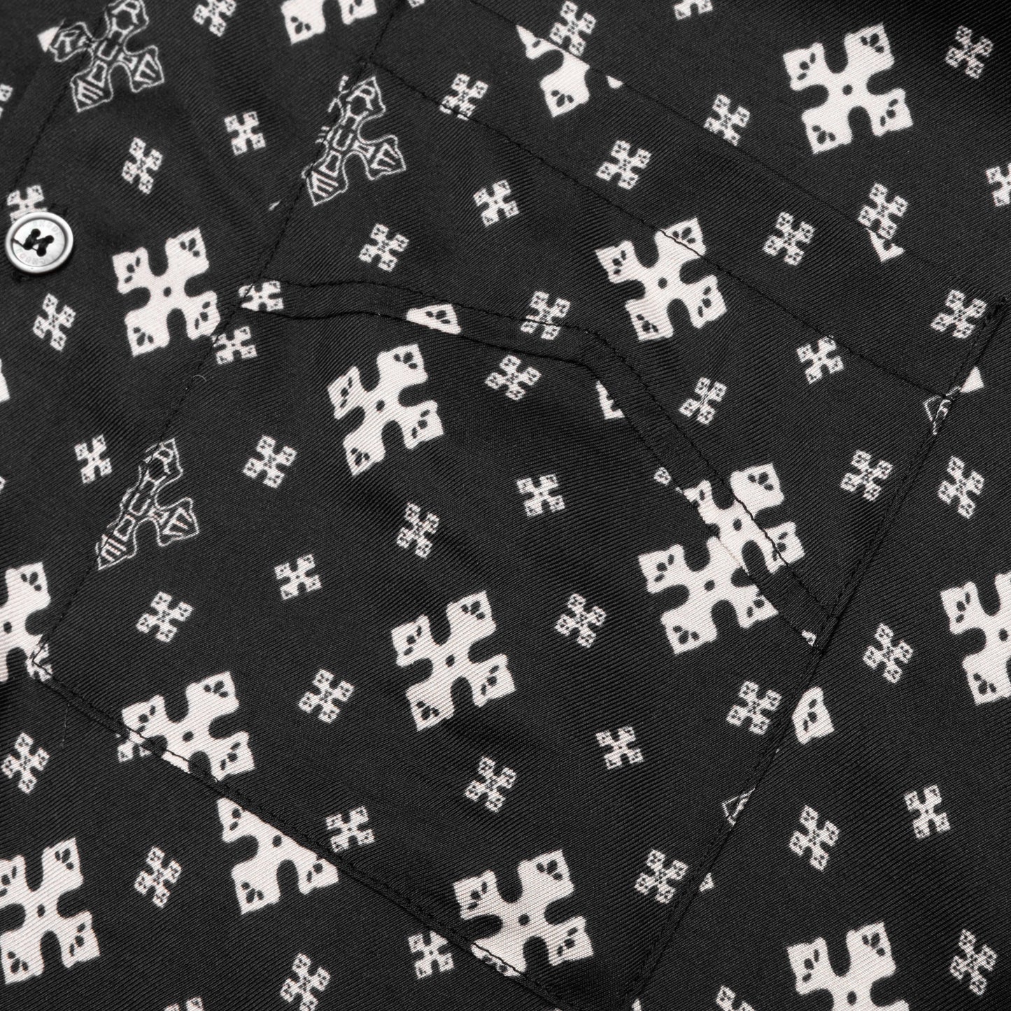Cross Bandana Rayon Shirt Black White