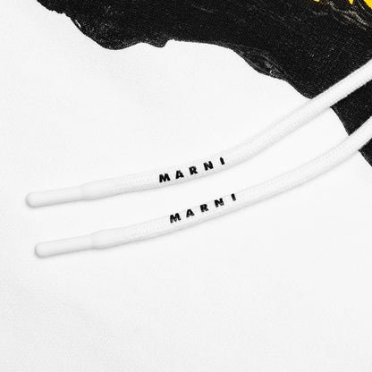 Painted On Collage Yellow Logo Hoodie Lily White