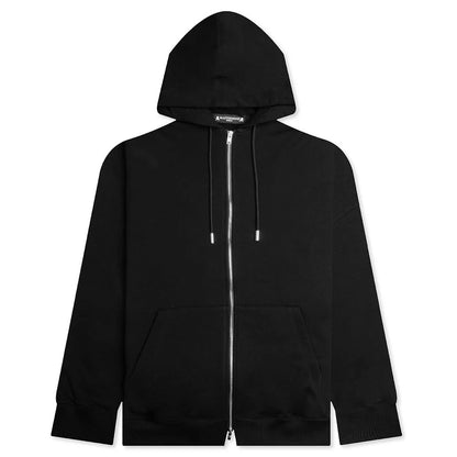Zip Skull Knitted Hoodie Black