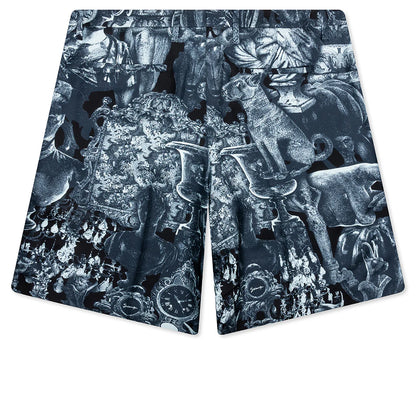 Silk Bermuda Shorts with Hubert Objects Black Navy