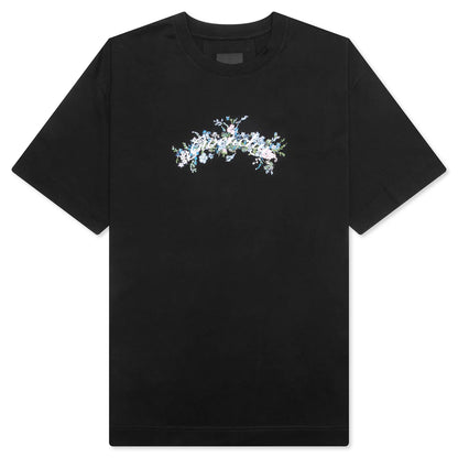 Flowers Cotton T Shirt Black