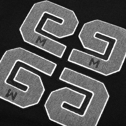 Varsity Bomber Jacket w Patches Black White