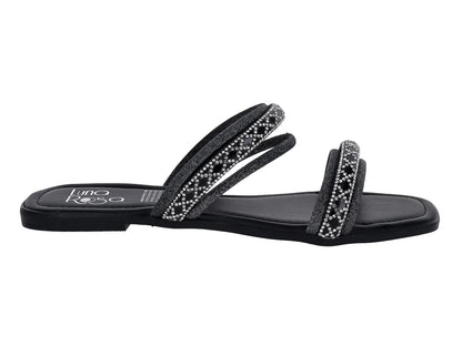 Sandalias de Piso Luna Rosa Rombo Negro para Mujer