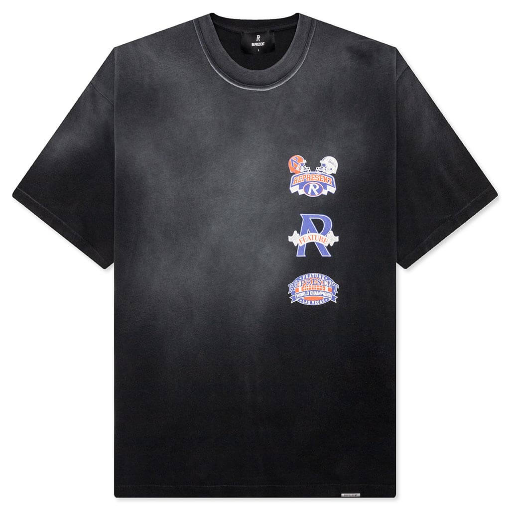 Feature x Represent Multi Logo T Shirt Stained Black