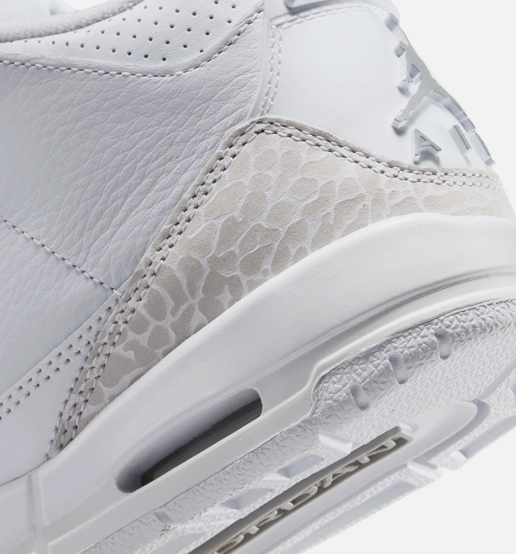Air Jordan 3 Retro White And Silver Grade School Lifestyle Shoe White Metallic Silver Free Shipping