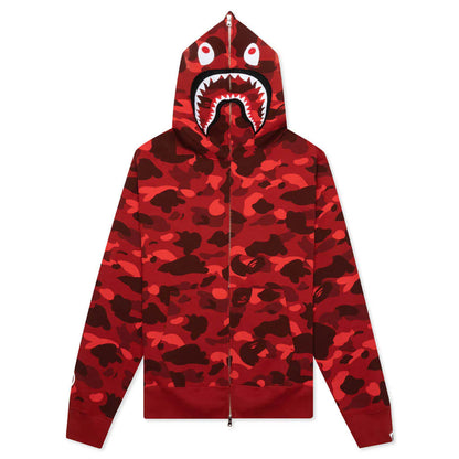 Color Camo Shark Full Zip Hoodie Red