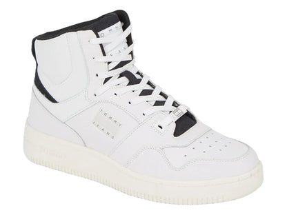 Tenis Tommy Hilfiger Basket Mid Leather Blanco para Hombre