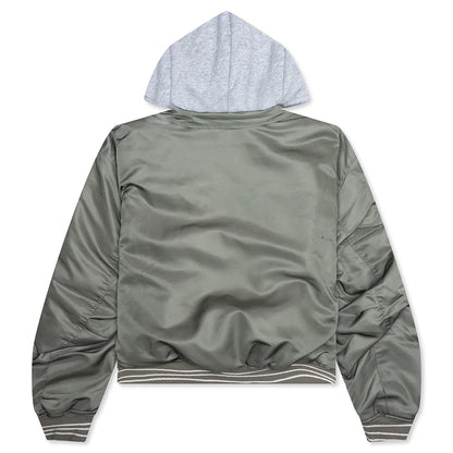 Nylon Hooded Bomber Army Green