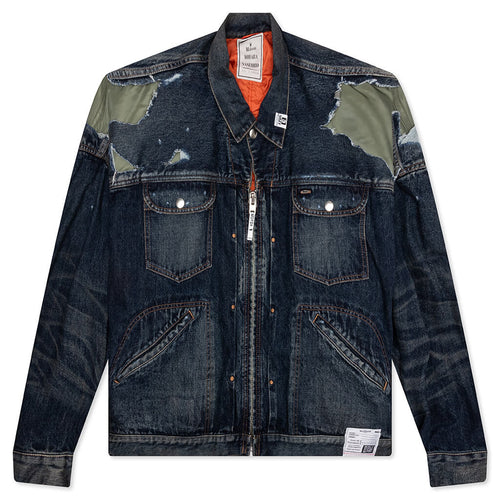Flight Jacket Layered Denim Indigo