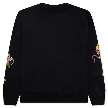 Fleece Sweatshirt with Chandelier and Snake Black