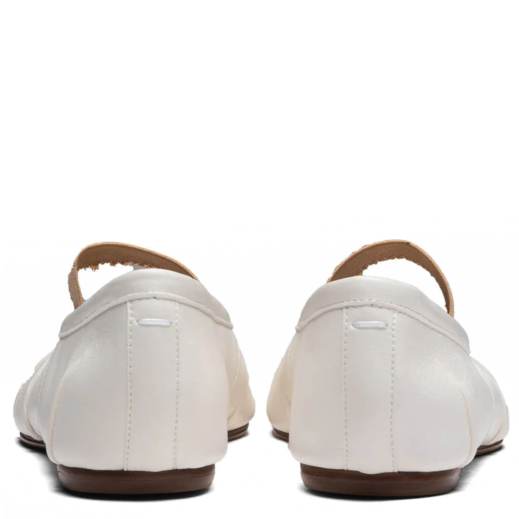 Womens Tabi Elastic Band Mule Ivory Nude