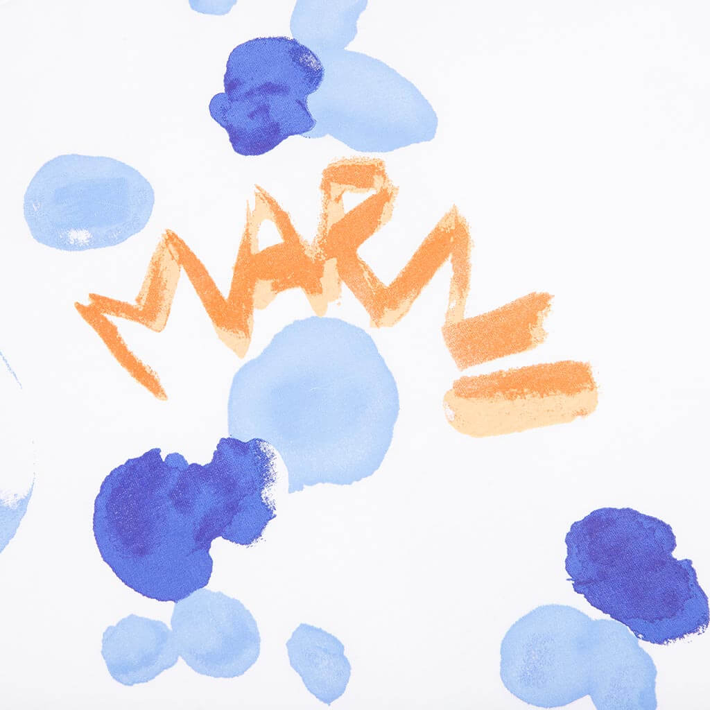 Organic Cotton T Shirt With Marni Dripping Print Lily White
