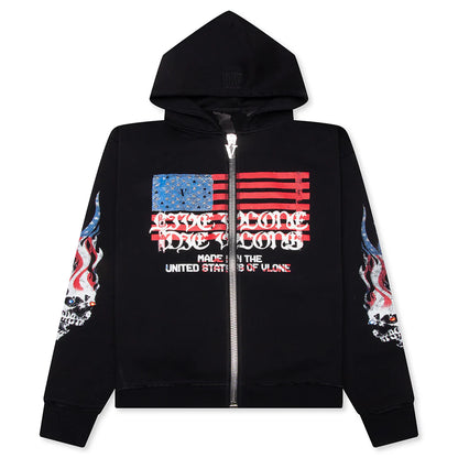 VLONE Flag Zip Up Hoodie Black