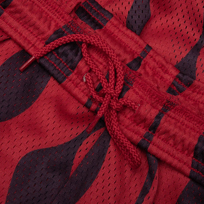 Waved Mesh Shorts Red