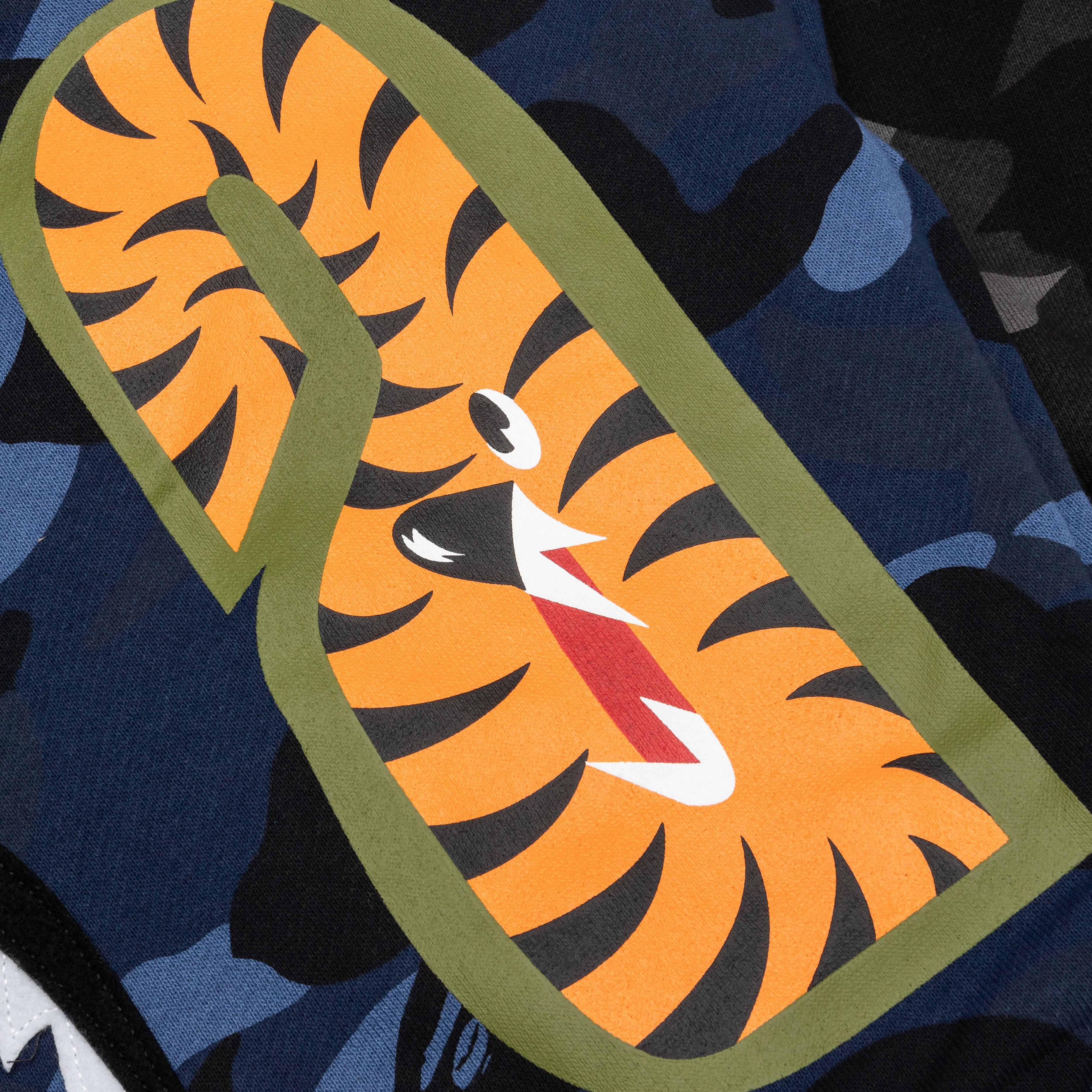 Color Camo Separate Shark Full Zip Hoodie Black Navy