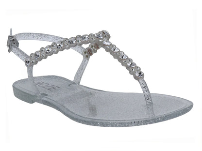 Sandalias ROZE Transparentes con Brillos para Mujer