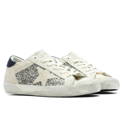 Womens Glitter Suede Super Star Platinum Beige Black