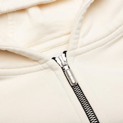 Zip Up Hoodie Vintage White