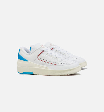 Air Jordan 2 Retro Low Gym Red and Dark Powder Blue Womens Lifestyle Shoe White Red Blue