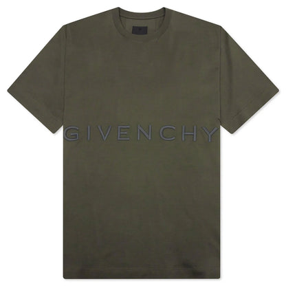 Oversized Fit Givenchy Embroidery T Shirt Greyish Green