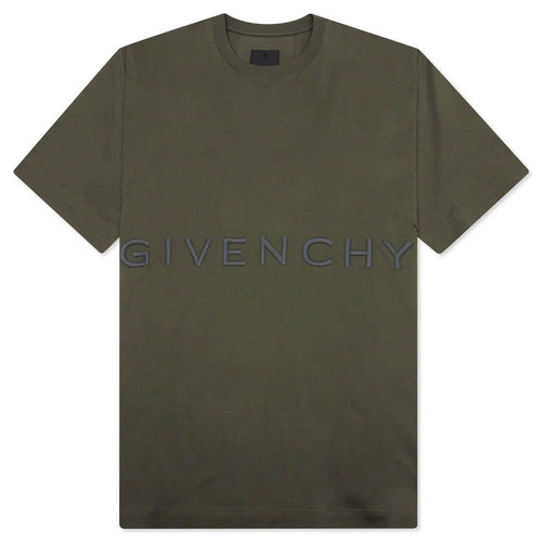 Oversized Fit Givenchy Embroidery T Shirt Greyish Green