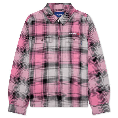 Flannel Zip Shirt Pink