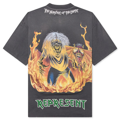 Represent x Iron Maiden Number Of Beast T Shirt Sunfade Grey