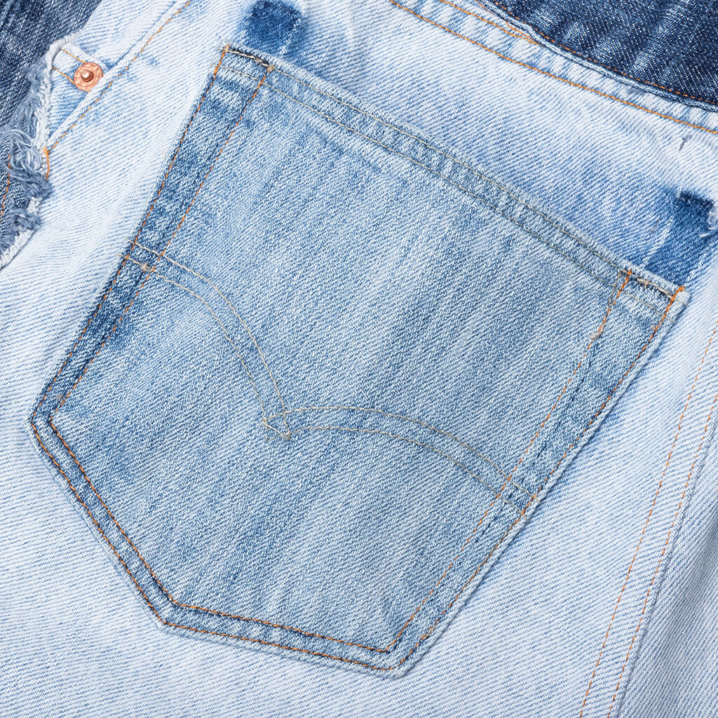 Reconstructed Denim Raw Pant Blue