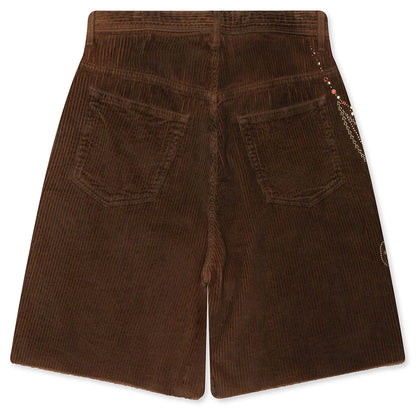 Patchwork Corduroy Shorts Brown